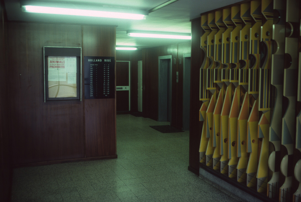 Entrance lobby in Holland Rise, 1987.