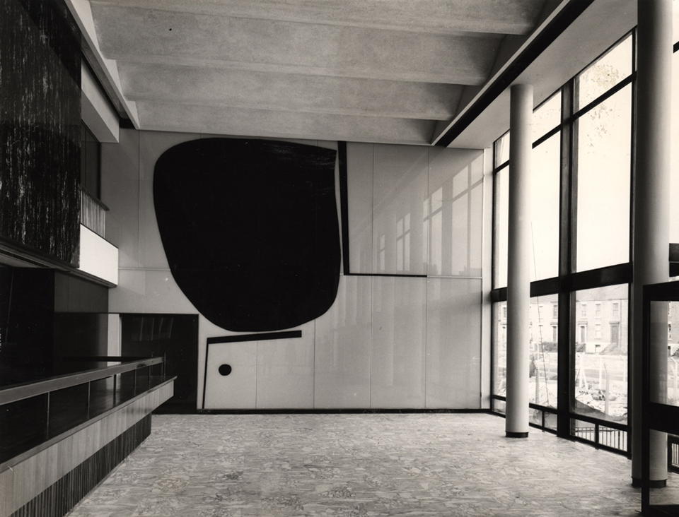 Victor Pasmore mural on glass in the Rates Hall.