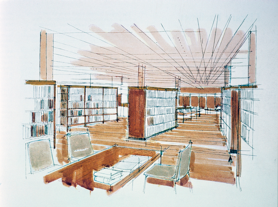 Library. Perspective sketch.