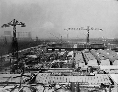 View over lairage under construction.