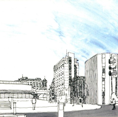 Sketch. View from Lower Mosley Street.