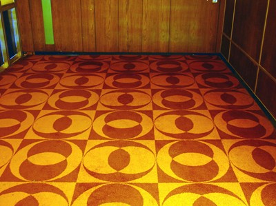 Some funky carpet tiles still in evidence.