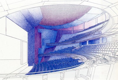 Perspective sketch of main auditorium.