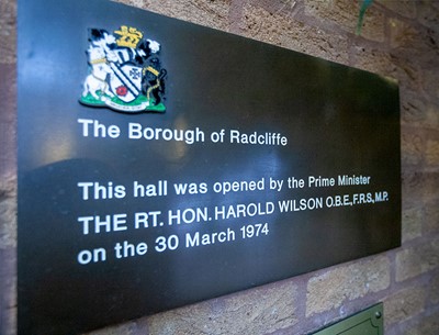 Opening plaque. One day before the Local Government Act came into force.