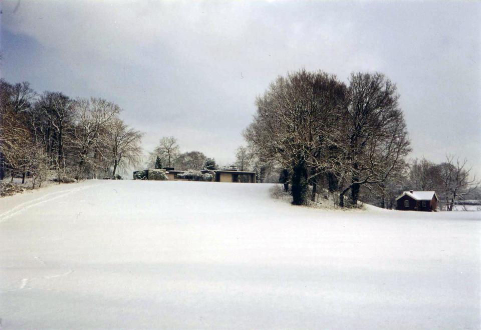 House in snow.