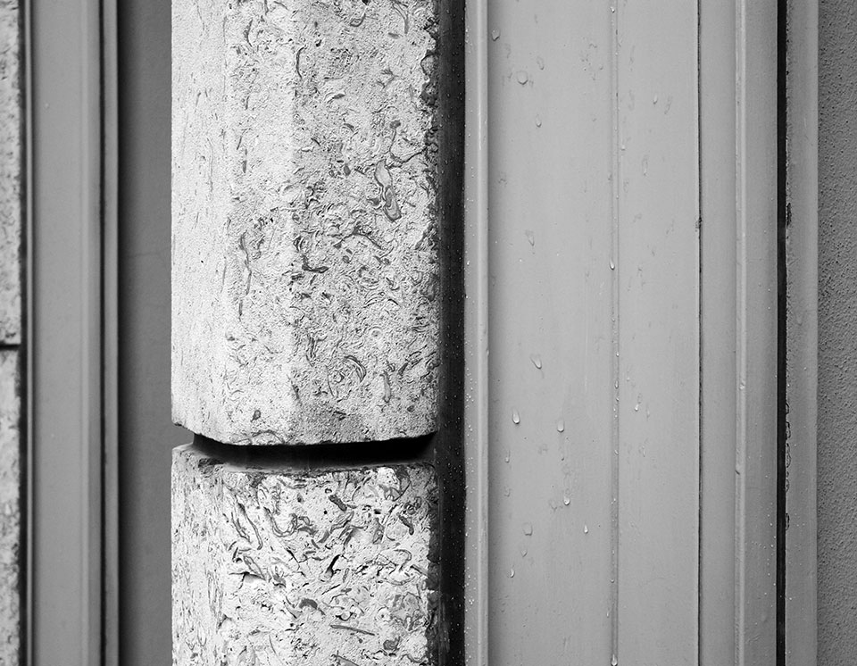 Stone column cladding detail.